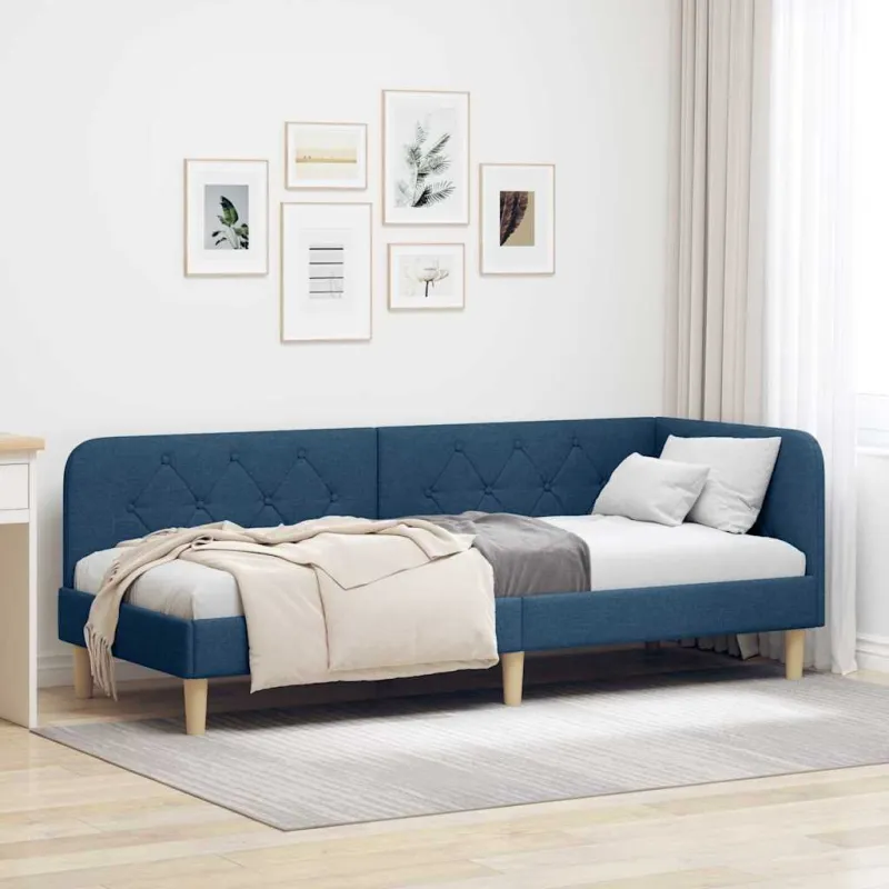 Kampinė lovos konstrukcija Mėlyna 80 x 200 cm audinys