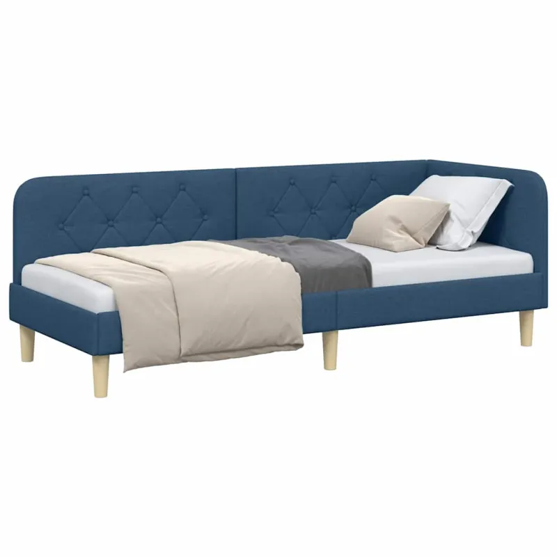Kampinė lovos konstrukcija Mėlyna 80 x 200 cm audinys