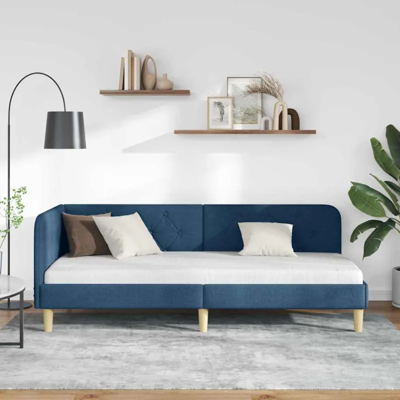 Kampinė lovos konstrukcija Mėlyna 80 x 200 cm audinys