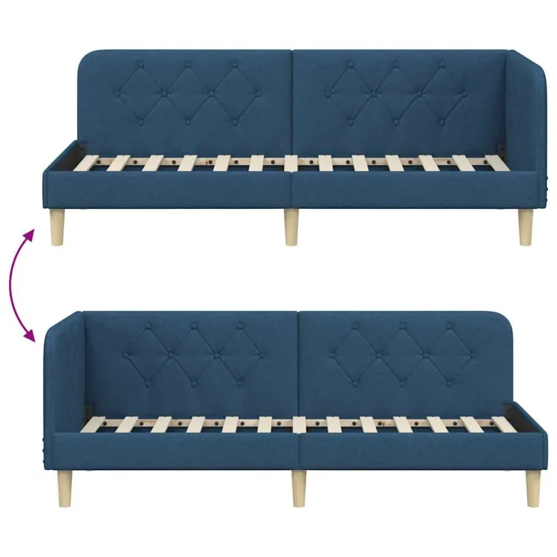 Kampinė lovos konstrukcija Mėlyna 80 x 200 cm audinys