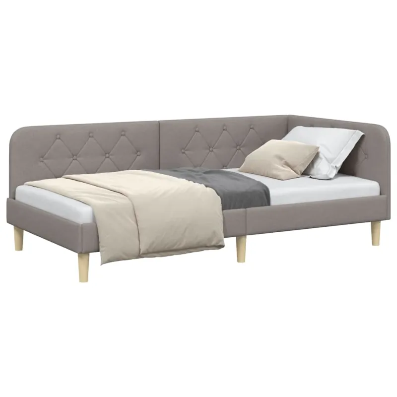 Kampinė lovos konstrukcija Taupe 90 x 190 cm audinys