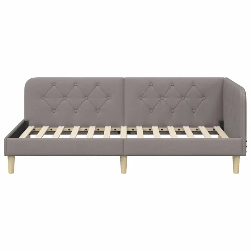 Kampinė lovos konstrukcija Taupe 90 x 190 cm audinys