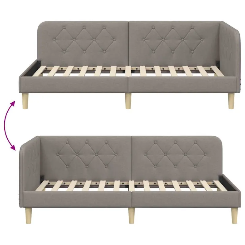 Kampinė lovos konstrukcija Taupe 90 x 190 cm audinys