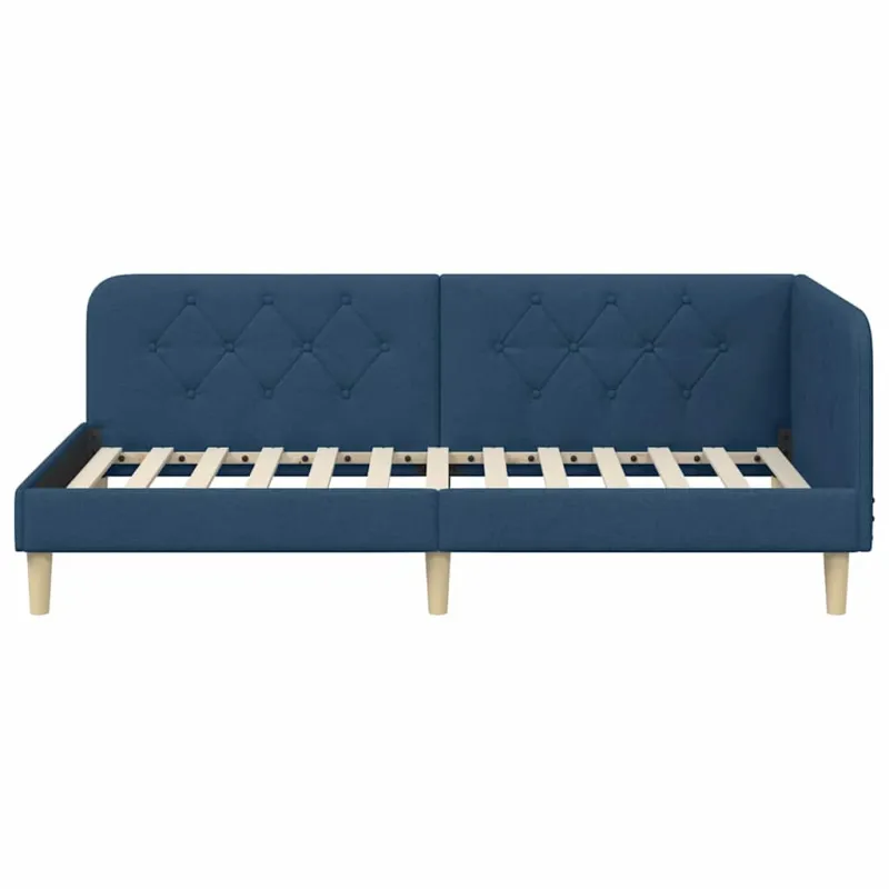 Kampinė lovos konstrukcija Mėlyna 90 x 190 cm audinys