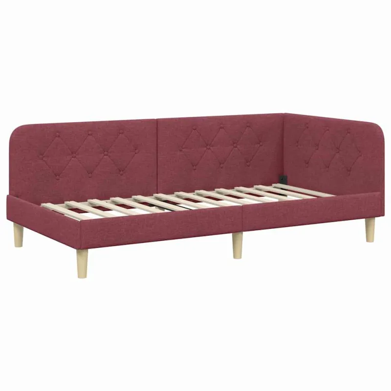 Kampinė lovos konstrukcija Vyno raudona 90 x 200 cm audinys