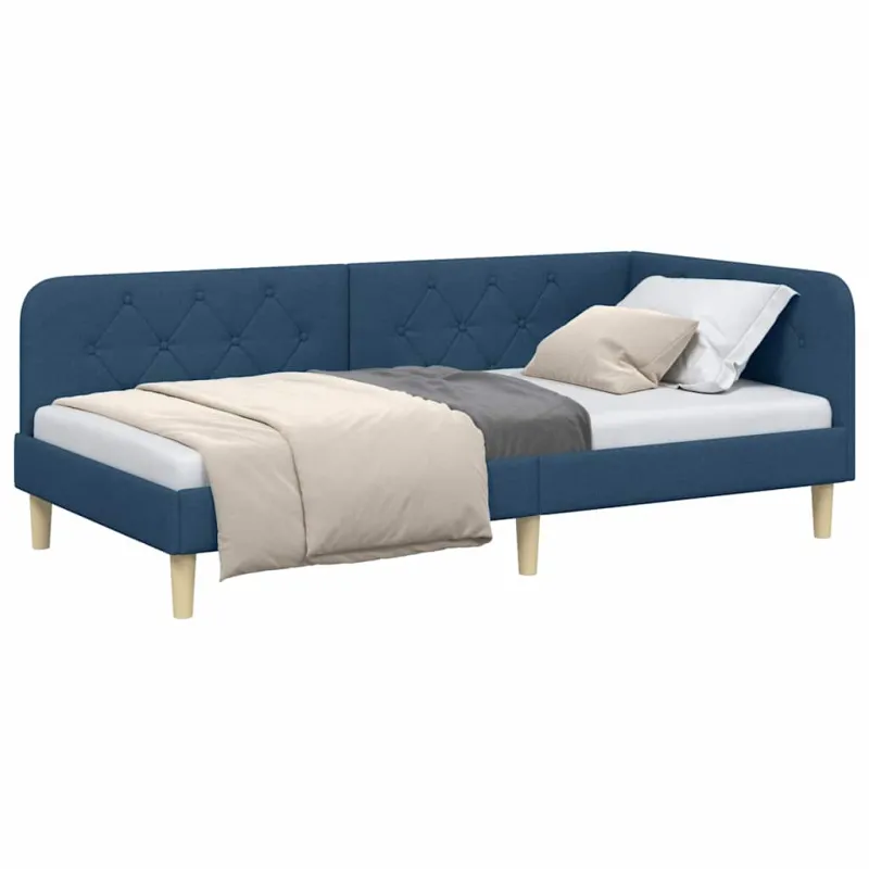 Kampinė lovos konstrukcija Mėlyna 90 x 200 cm audinys