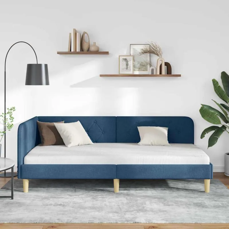 Kampinė lovos konstrukcija Mėlyna 90 x 200 cm audinys