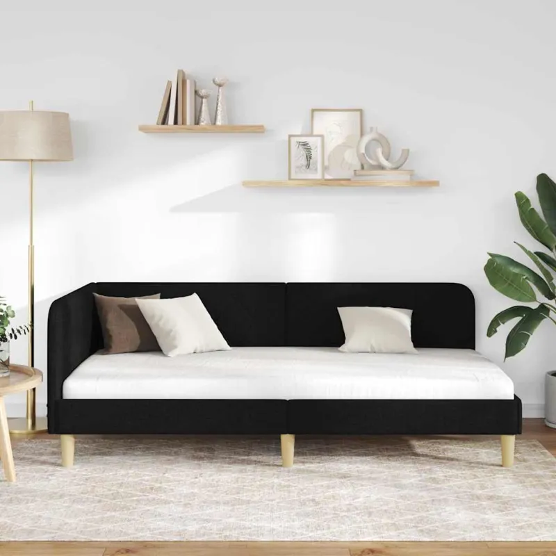 Kampinė lovos konstrukcija Juodas 100 x 200 cm audinys