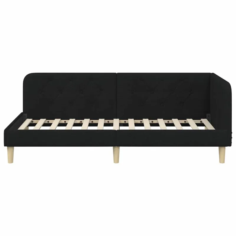 Kampinė lovos konstrukcija Juodas 100 x 200 cm audinys