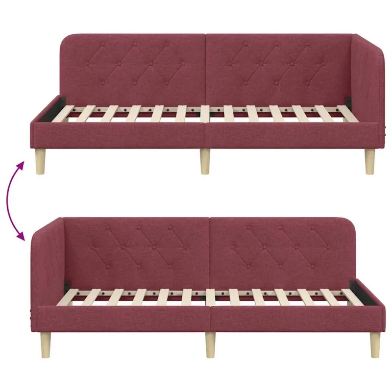 Kampinė lovos konstrukcija Vyno raudona 100 x 200 cm audinys