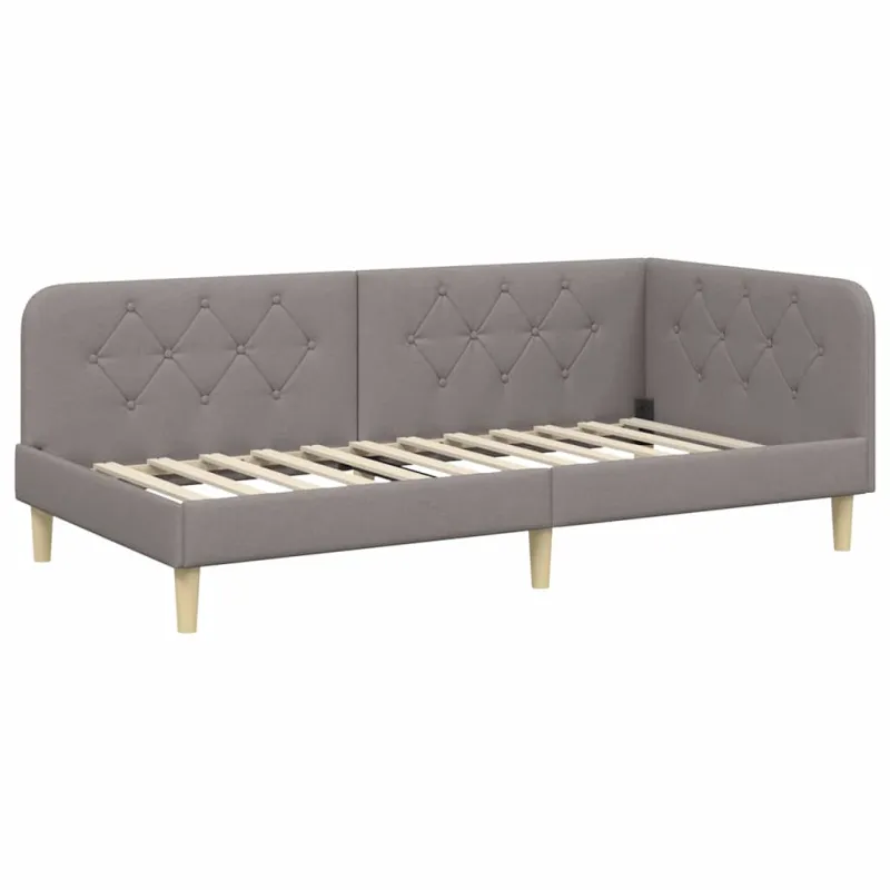 Kampinė lovos konstrukcija Taupe 100 x 200 cm audinys