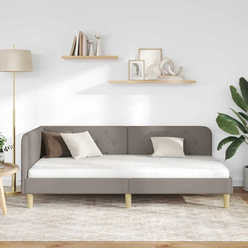 Kampinė lovos konstrukcija Taupe 100 x 200 cm audinys
