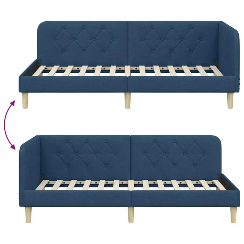 Kampinė lovos konstrukcija Mėlyna 100 x 200 cm audinys