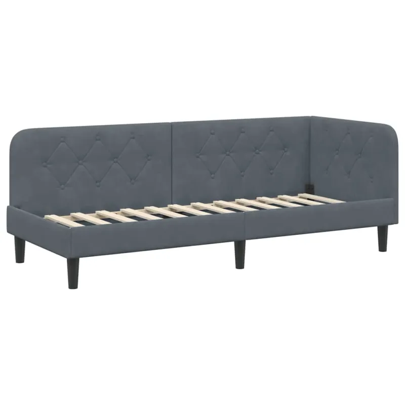 Kampinė lovos konstrukcija Tamsiai pilka 80 x 200 cm Aksomas