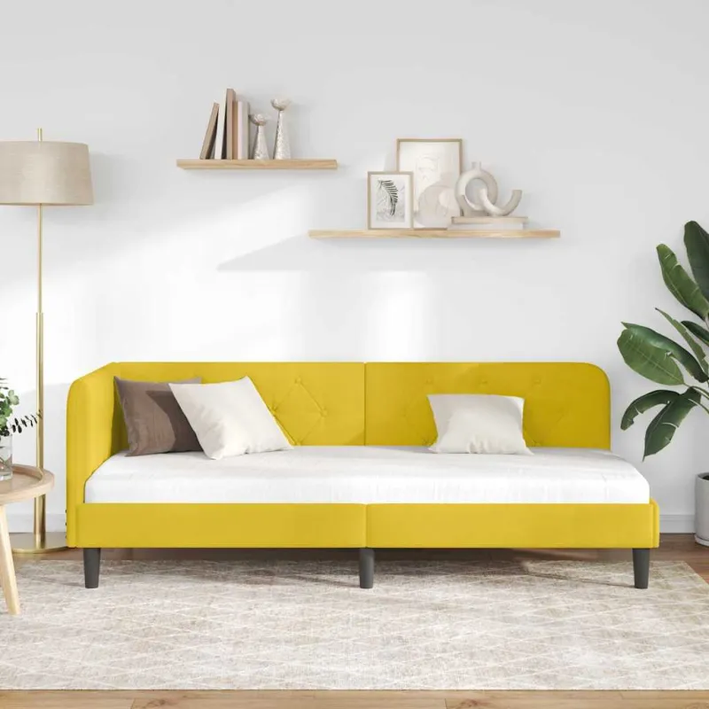 Kampinė lovos konstrukcija Geltona 80 x 200 cm Aksomas