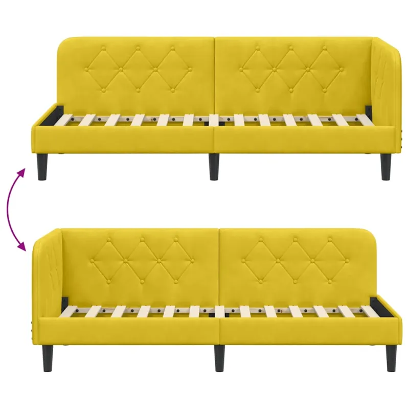 Kampinė lovos konstrukcija Geltona 80 x 200 cm Aksomas