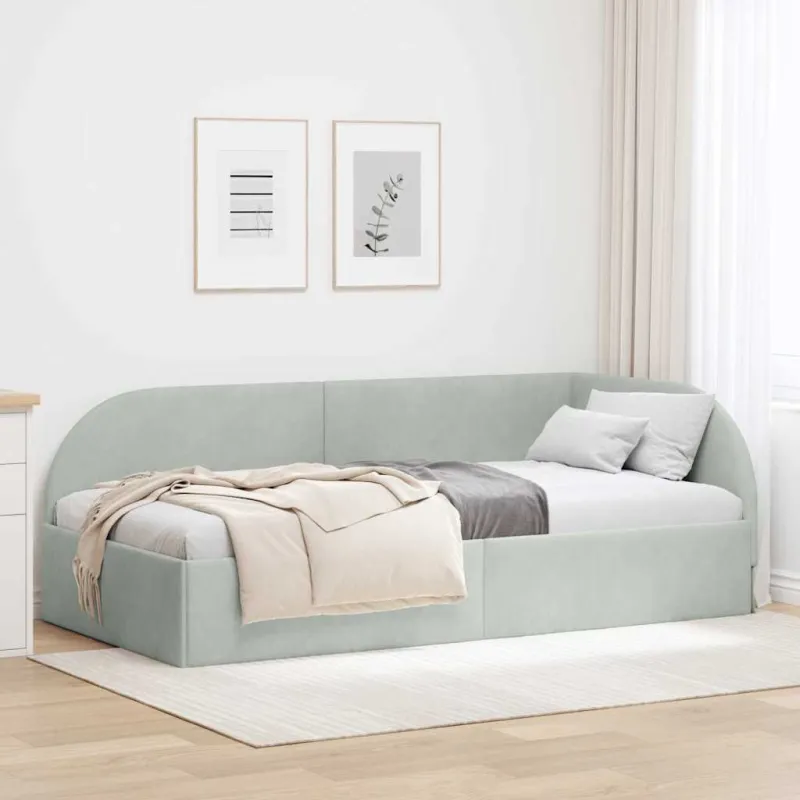 Kampinė lovos konstrukcija Šviesiai pilka 80 cm x 200 cm