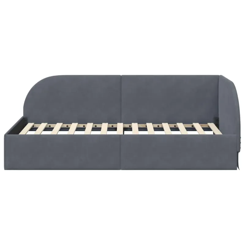 Kampinė lovos konstrukcija Tamsiai pilka 80 cm x 200 cm Aksomas