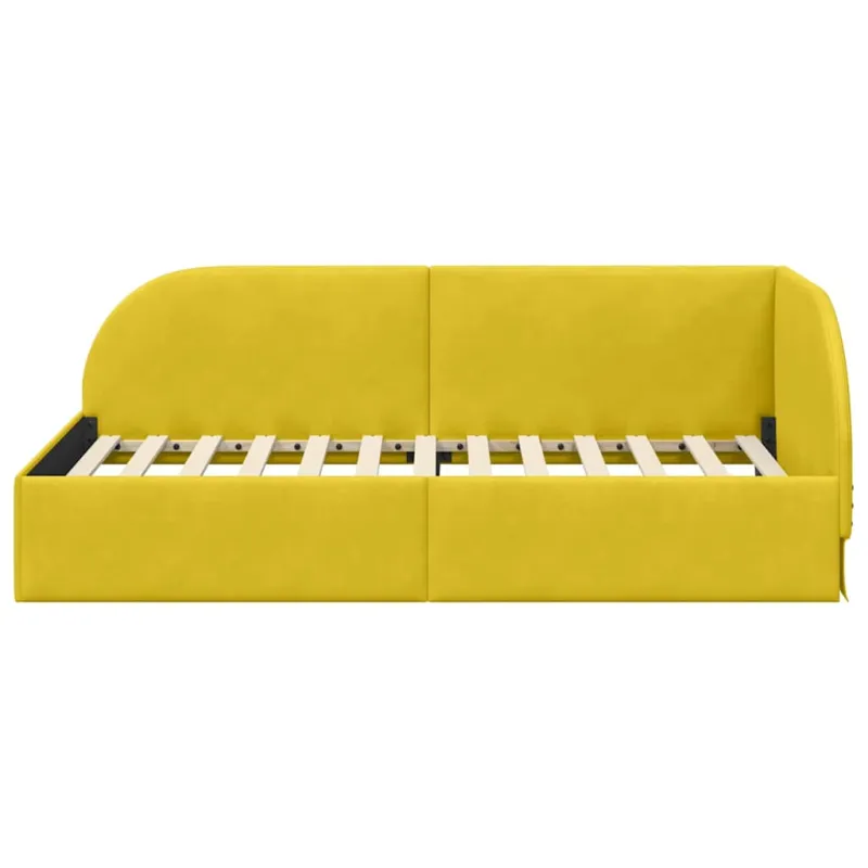 Kampinė lovos konstrukcija Geltona 80 cm x 200 cm Aksomas