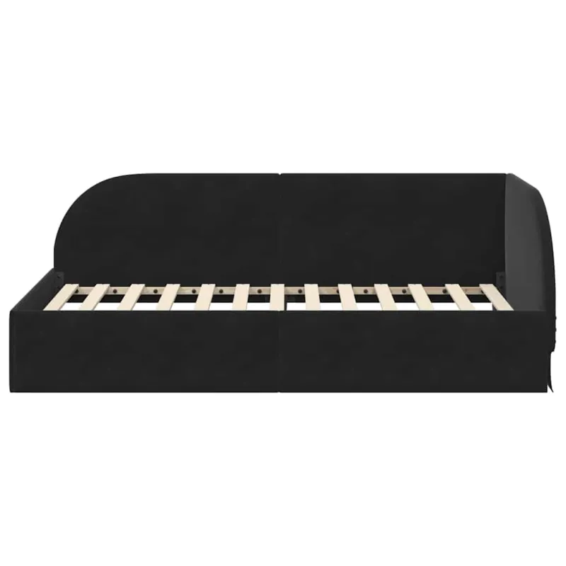 Kampinė lovos konstrukcija Juoda 90 cm x 190 cm Aksomas