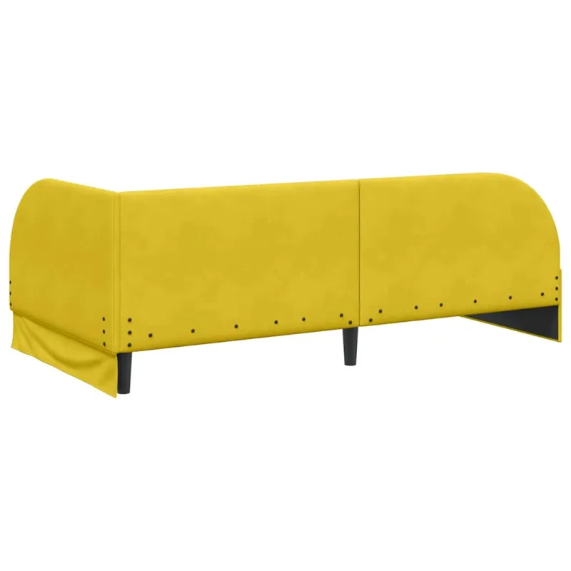 Kampinė lovos konstrukcija Geltona 90 cm x 190 cm Aksomas