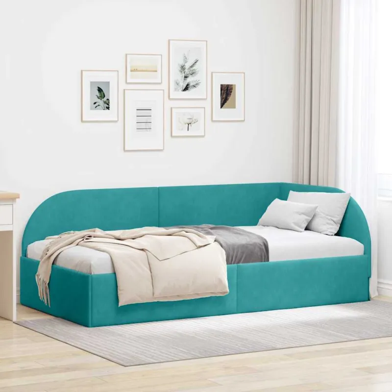 Kampinė lovos konstrukcija Turkio 90 cm x 190 cm Aksomas