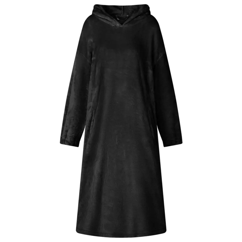 Antklodė-džemperis su gobtuvu Juoda l Flanelė