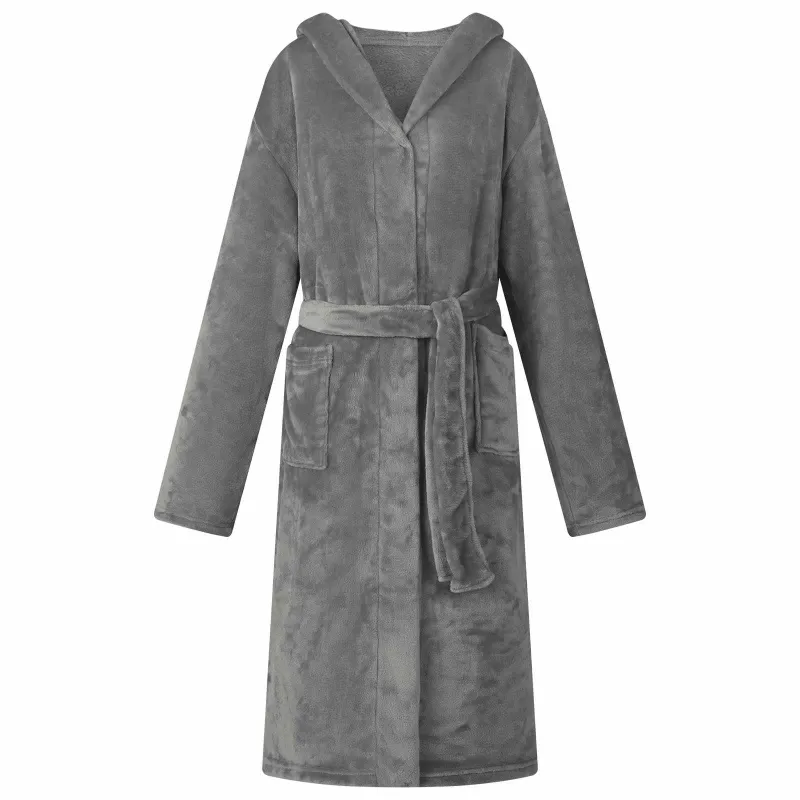 Chalatą su kapucė Tamsiai pilka xl Flanelė