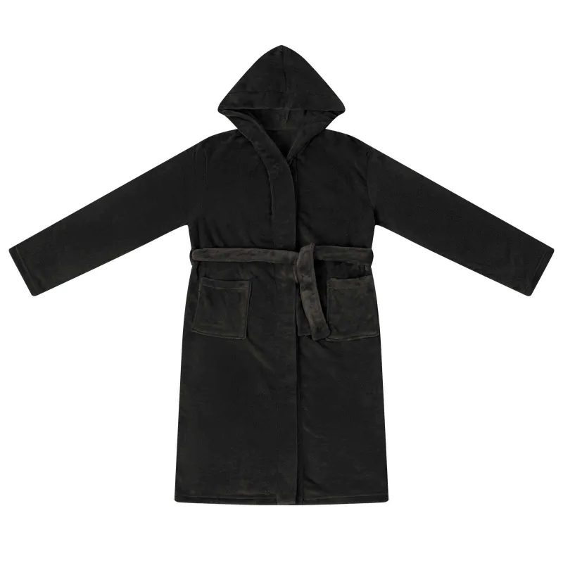 Chalatą su kapucė Juoda xl Flanelė