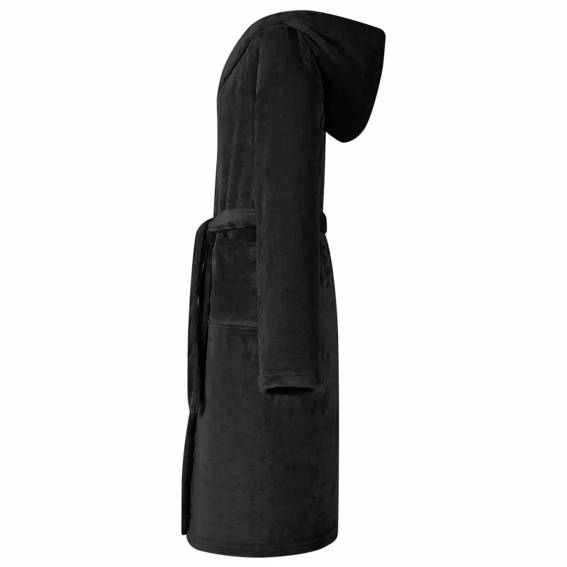Chalatą su kapucė Juoda xl Flanelė