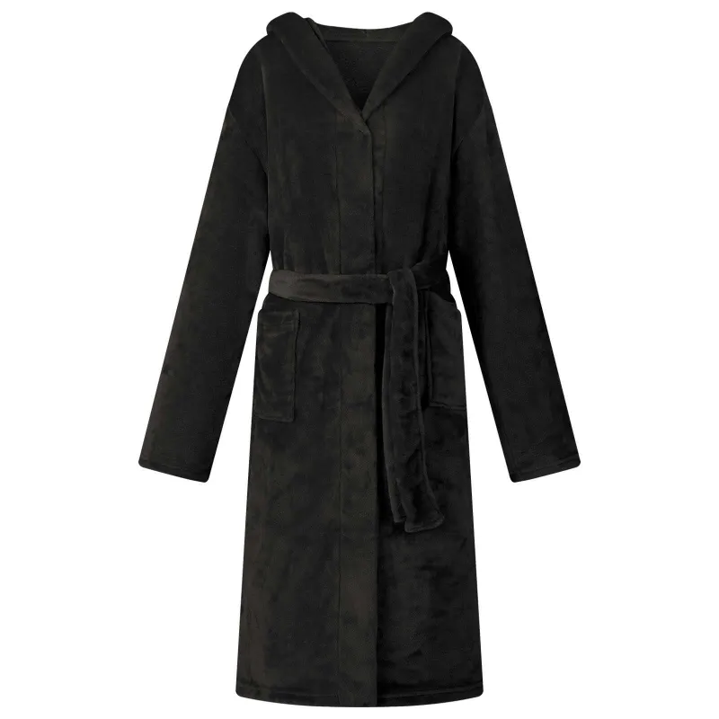 Chalatą su kapucė Juoda xxxl Flanelė
