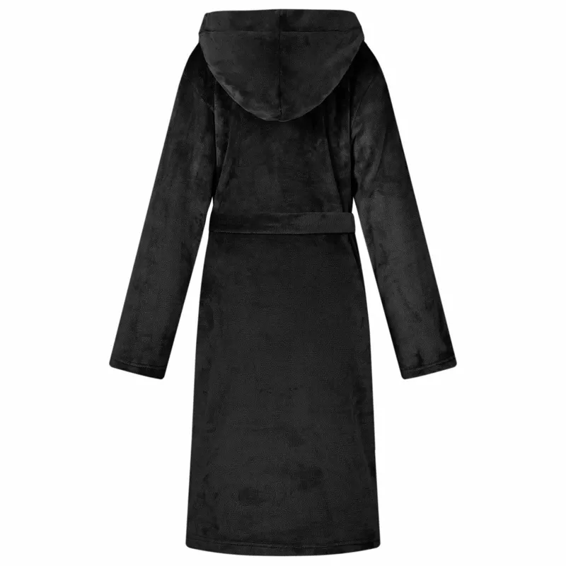 Chalatą su kapucė Juoda xxxl Flanelė