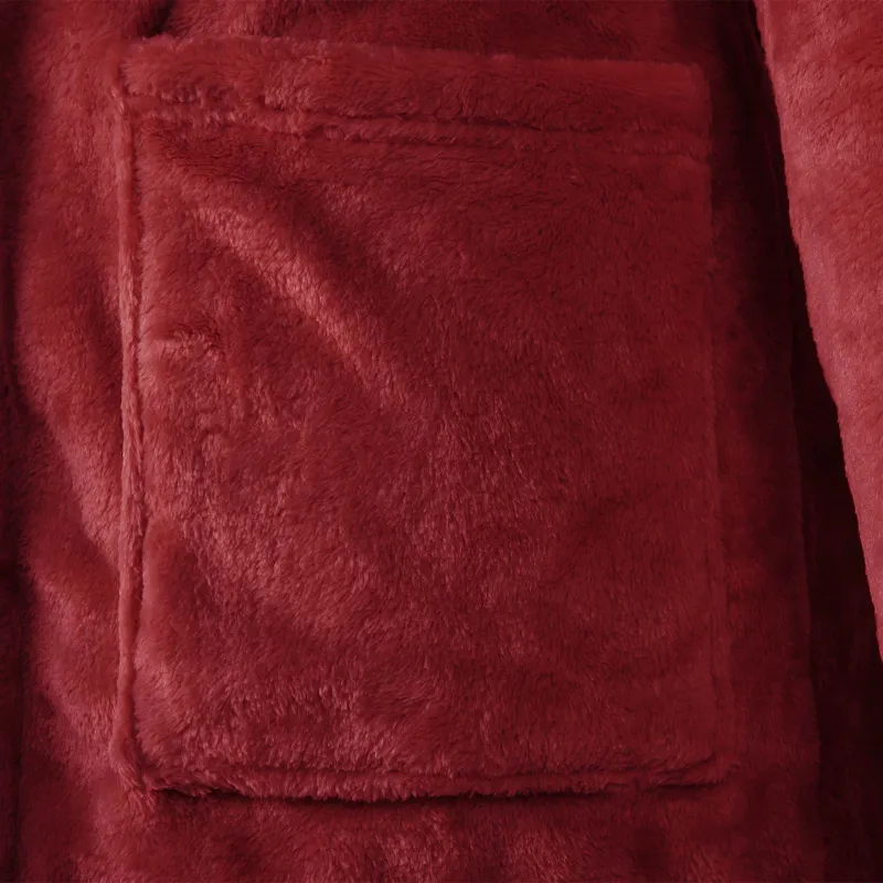Chalatą su kapucė Bordo raudona m Flanelė