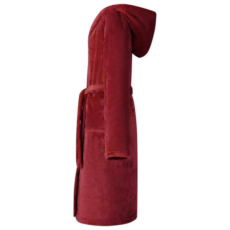 Chalatą su kapucė Bordo raudona xl Flanelė