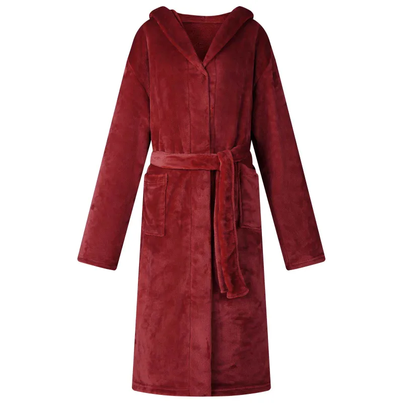 Chalatą su kapucė Bordo raudona xxxl Flanelė