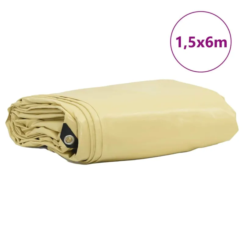 Tentinis audinys 650g / m² Smėlio 1,5 x 6 m Drobė su PVC danga