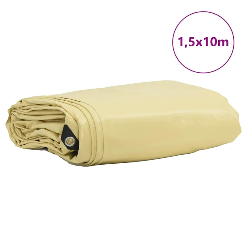 Tentinis audinys 650g / m² Smėlio 1,5 x 10 m Drobė su PVC danga