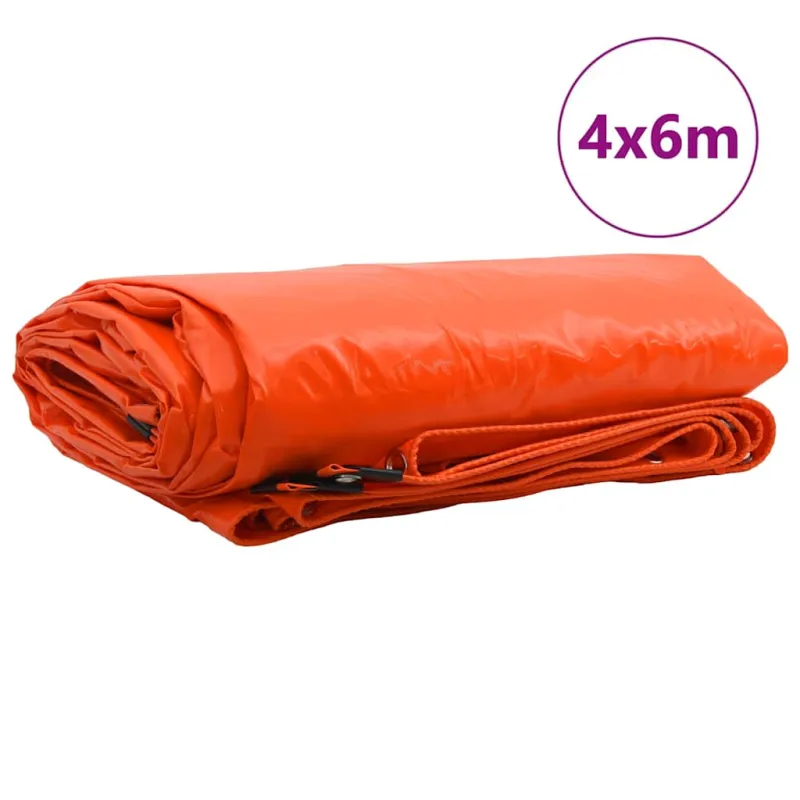 Tentinis audinys 650g / m² Oranžinė 4 x 6 m Drobė su PVC danga