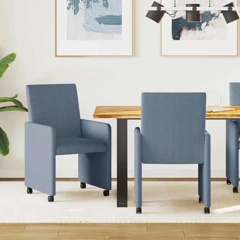 Valgomojo Kėdės su Ratukais 2 pcs Mėlyna 57 x 66 x 94 cm