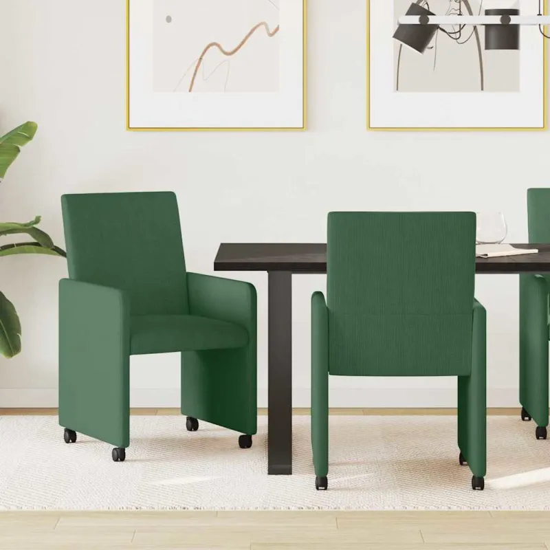 Valgomojo Kėdės su Ratukais 2 pcs Pilkai žalia 57 x 66 x 94 cm