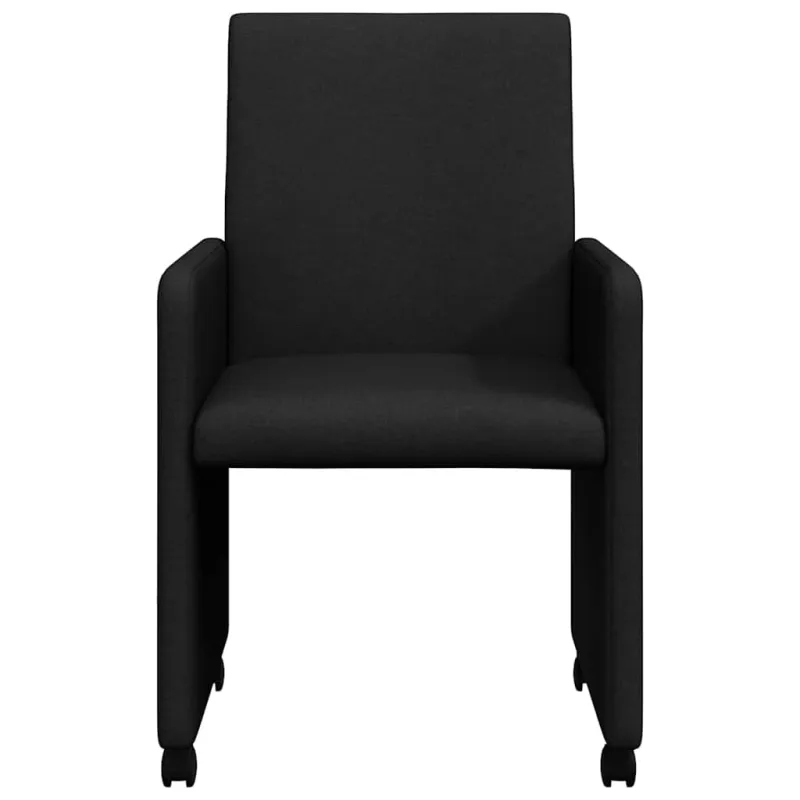 Valgomojo Kėdės su Ratukais 2 pcs Juoda 57 x 66 x 94 cm audinys