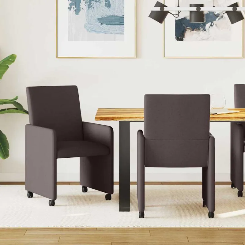 Valgomojo Kėdės su Ratukais 2 pcs Tamsiai rudas 57 x 66 x 94 cm