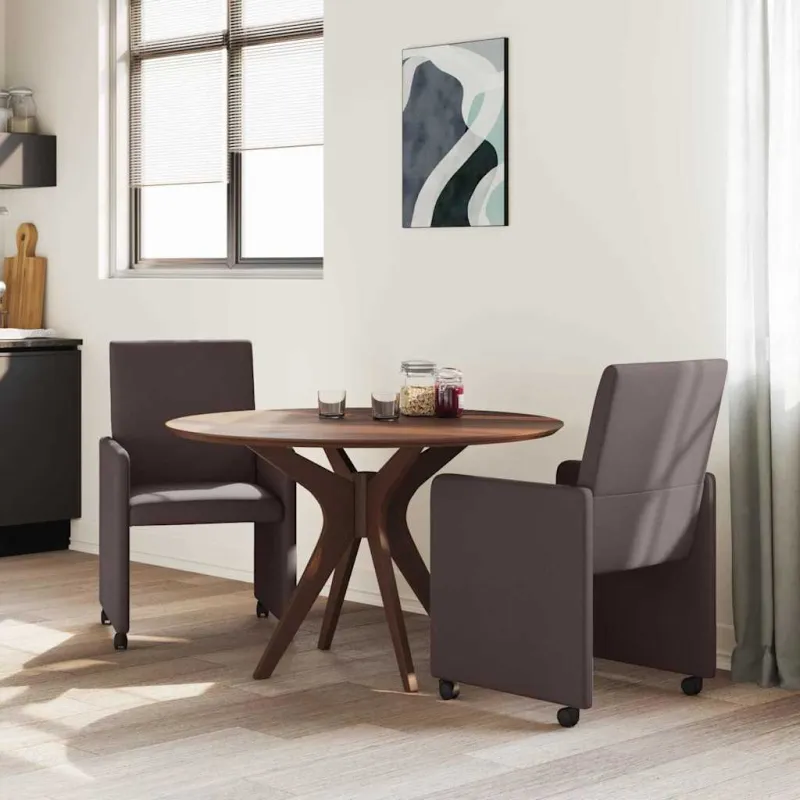 Valgomojo Kėdės su Ratukais 2 pcs Tamsiai rudas 57 x 66 x 94 cm