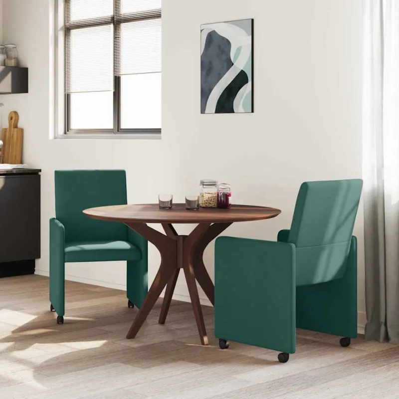 Valgomojo Kėdės su Ratukais 2 pcs Tamsiai žalia 57 x 66 x 94 cm