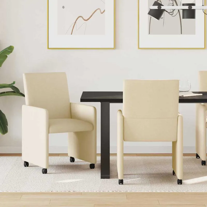 Valgomojo Kėdės su Ratukais 2 pcs Kreminė 57 x 66 x 94 cm
