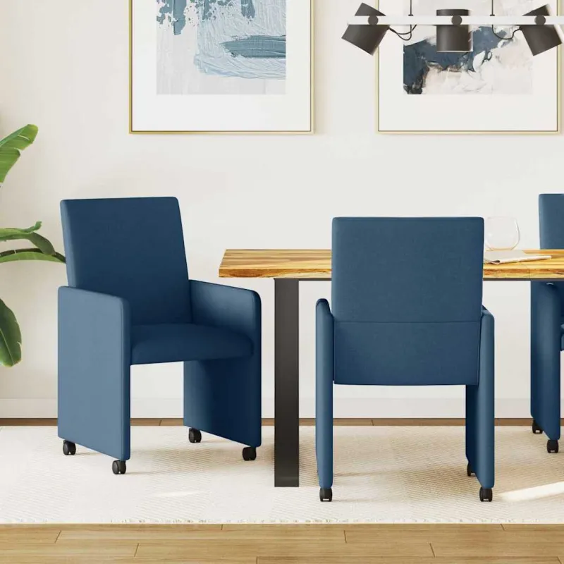Valgomojo Kėdės su Ratukais 2 pcs Mėlyna 57 x 66 x 94 cm