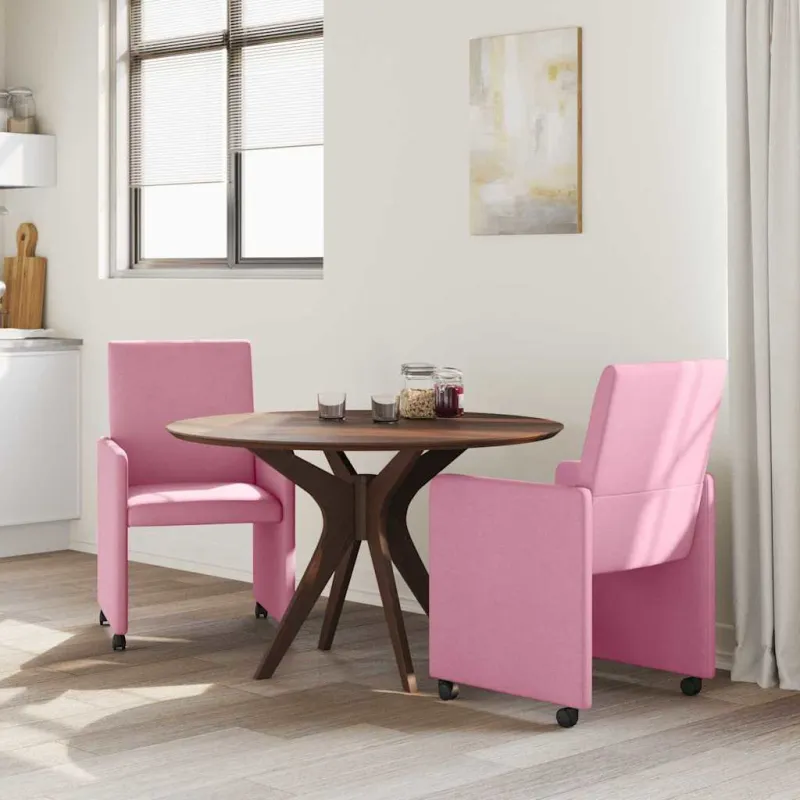 Valgomojo Kėdės su Ratukais 2 pcs Rožinė 57 x 66 x 94 cm