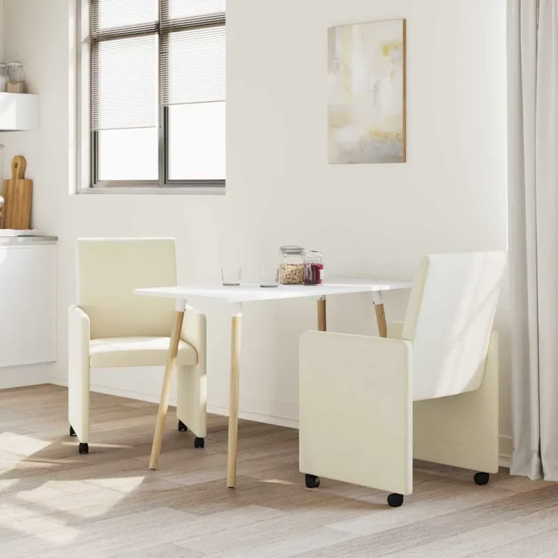 Valgomojo Kėdės su Ratukais 2 pcs Kreminė 57 x 66 x 94 cm