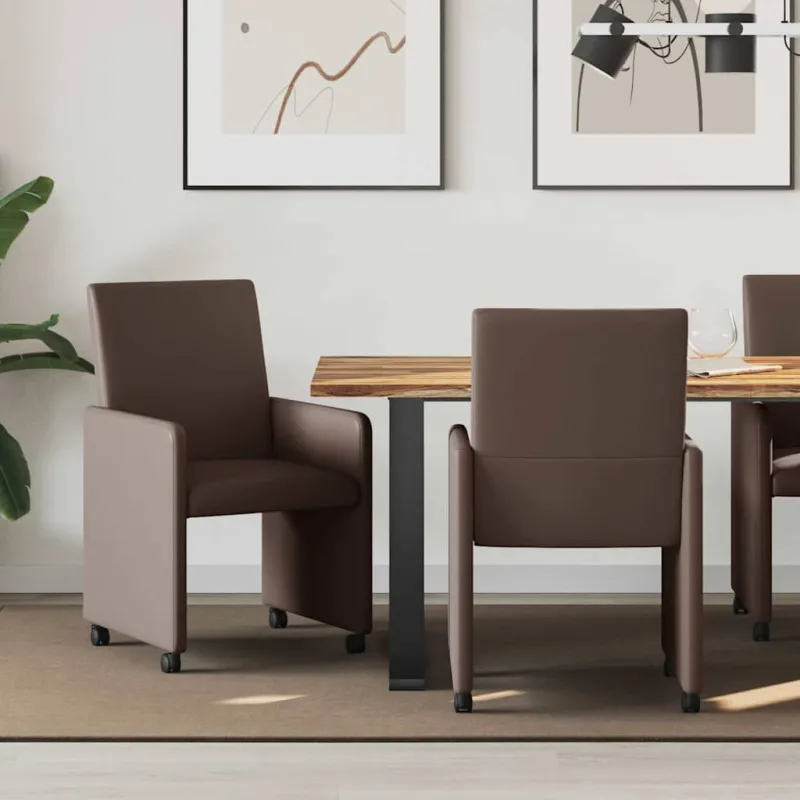 Valgomojo Kėdės su Ratukais 2 pcs Ruda 57 x 66 x 94 cm