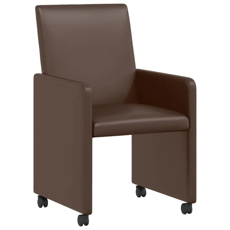 Valgomojo Kėdės su Ratukais 2 pcs Ruda 57 x 66 x 94 cm